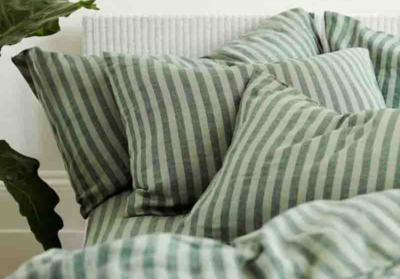 Pine Green Pembroke Stripe Linen Pillowcases
