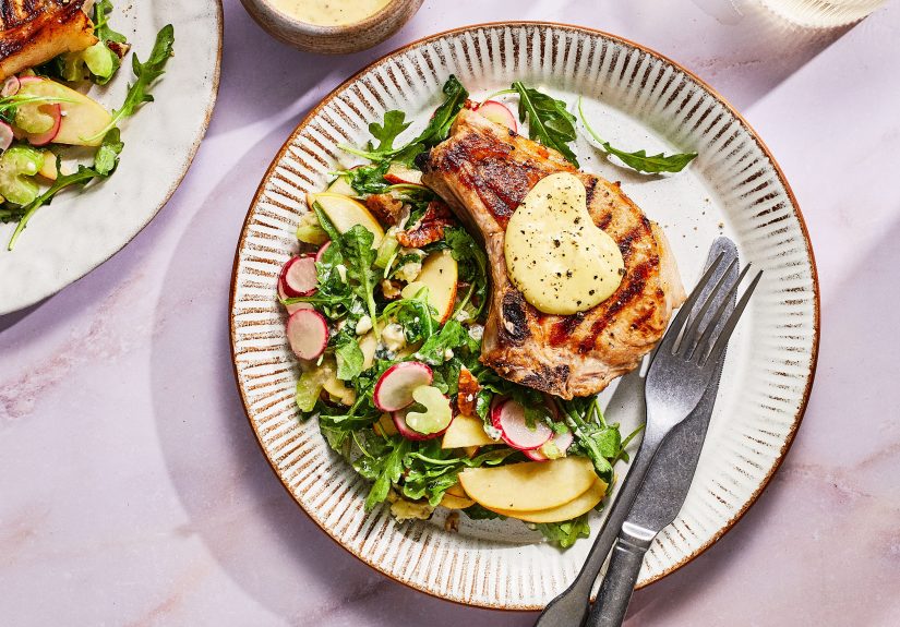 Dijon Pork Chops with Apple Salad
