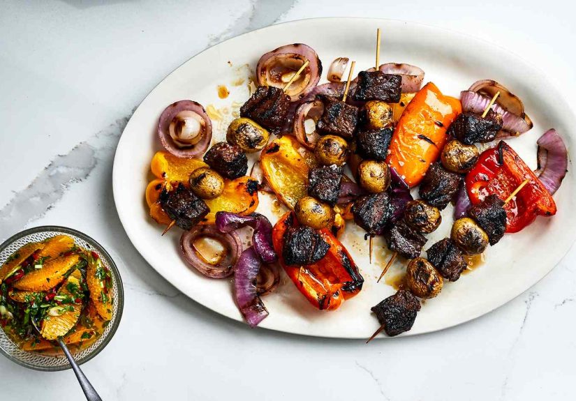 Steak-and-Potato Skewers With Orange Salsa Recipe