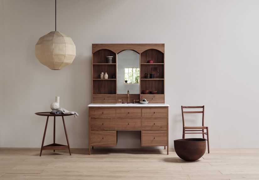 Beauty in the Bath: Bespoke Walnut Sink Vanity by Pinch of London