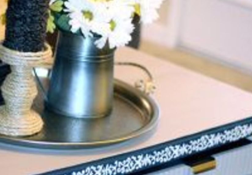 DIY Stenciled Border Coffee Table