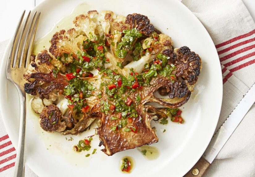Roasted Cauliflower Steak Recipe With Chimichurri Sauce - How to Make Cauliflower Steak