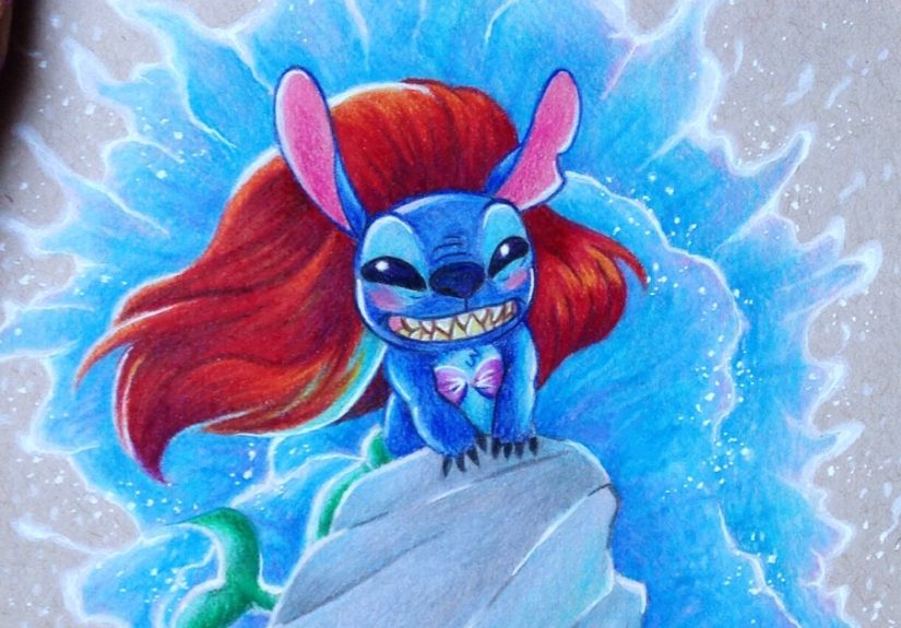 Stitch Invades Various Disney Movies In My Drawings