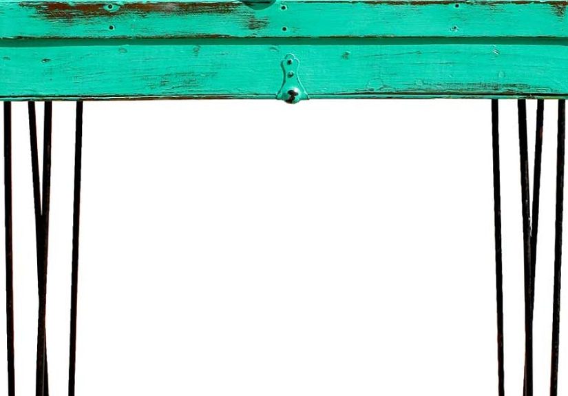 Upcycled Custom Green Storage Trunk Hairpin Leg Table