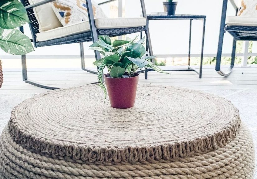 DIY Tire Rope Ottoman