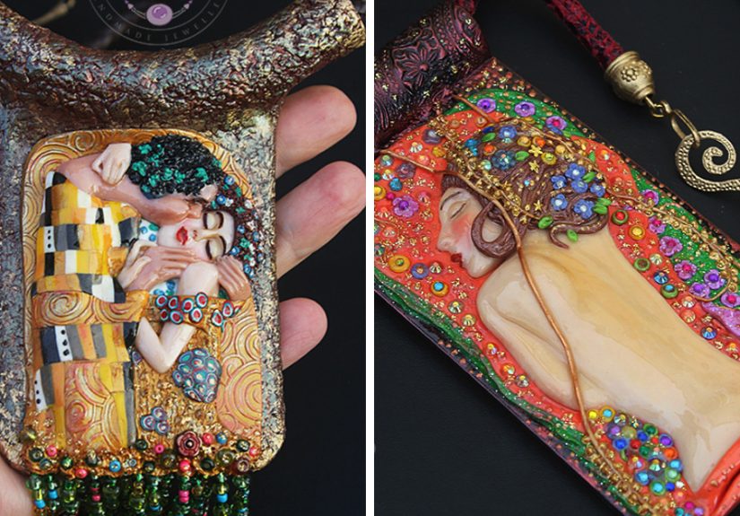 I Use Polymer Clay To Reproduce Fragments Of Gustav Klimt’s Paintings