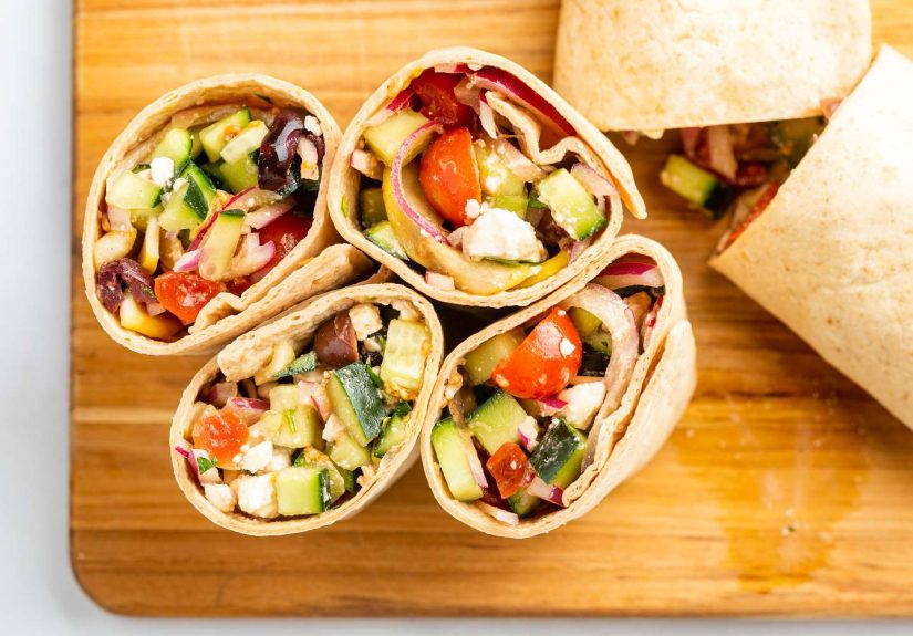 Vegetarian Greek Vegetable and Feta Wrap Recipe