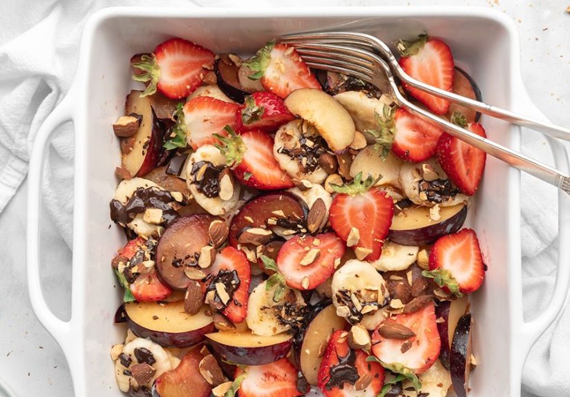Warm Fruit Salad with Almond and Chocolate Recipe